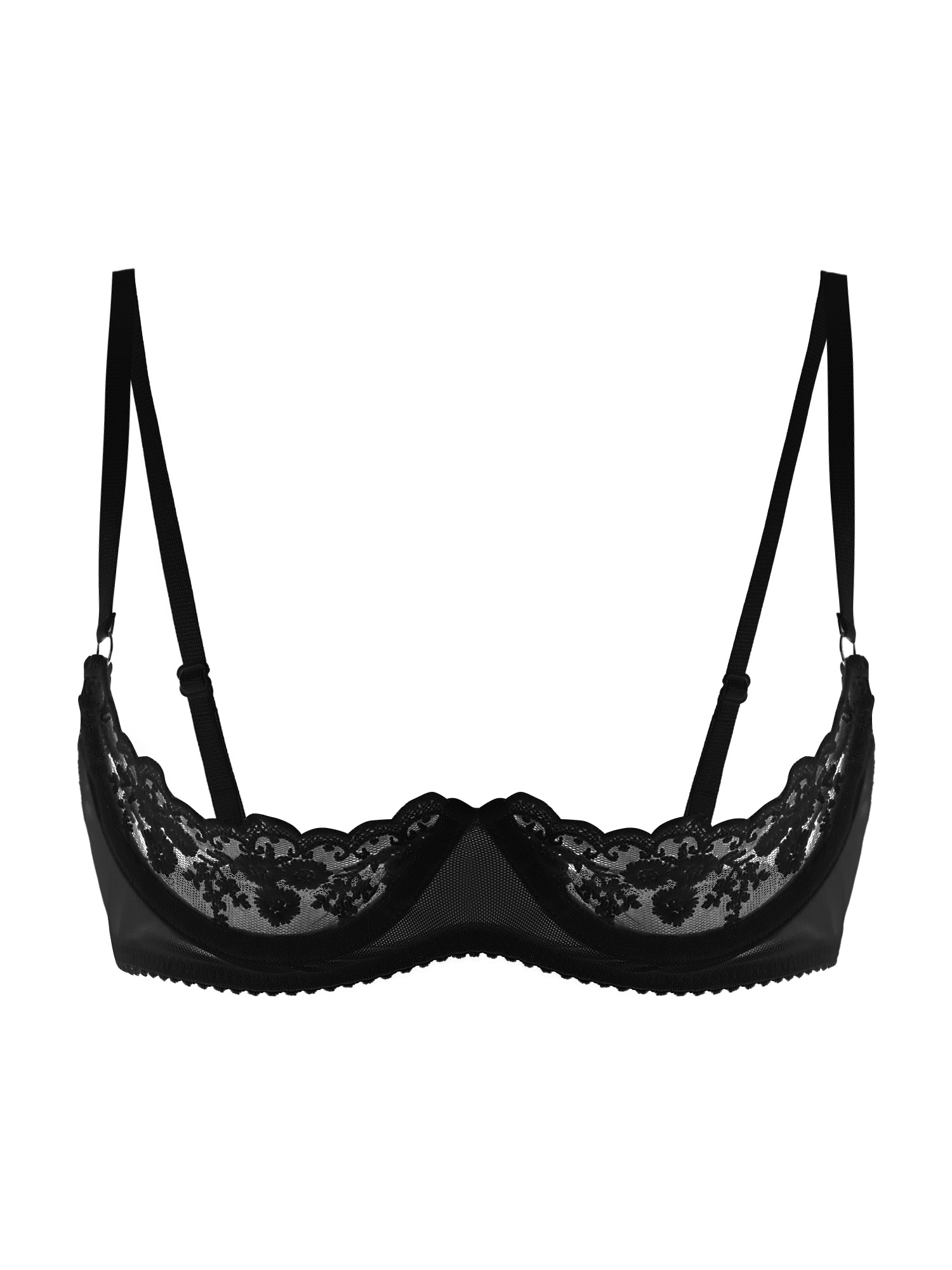 Sheer Mesh Bra - Bra Wanita Seksi dengan Cup Terbuka,